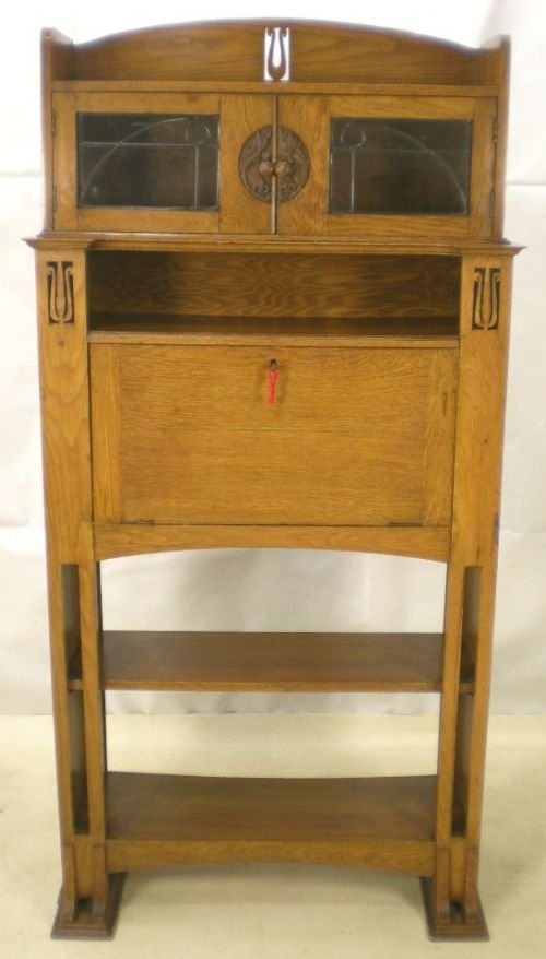 Arts & Craft Period Oak Bureau Bookcase