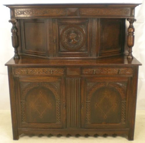 Carved Dark Oak Court Cupboard