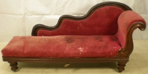 Victorian Mahogany Triple Back Chaise Longue for Re-upholstery