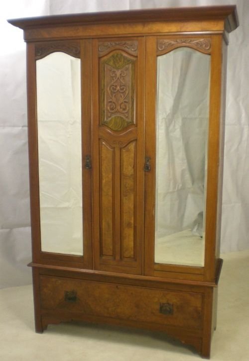 Edwardian Two Door Carved Walnut Wardrobe