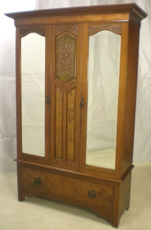 fig 1. Edwardian Two Door Carved Walnut Wardrobe