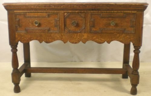 Oak Three Drawer Dresser Base