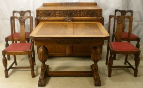 Carved Oak Dining Room Group