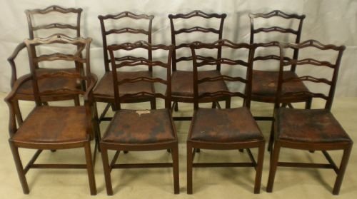 Set of Eight Scottish Dining Chairs in Mahogany