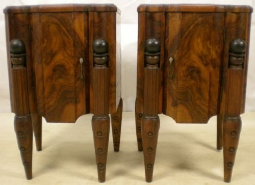 Pair Italian Walnut Bedside Cabinets