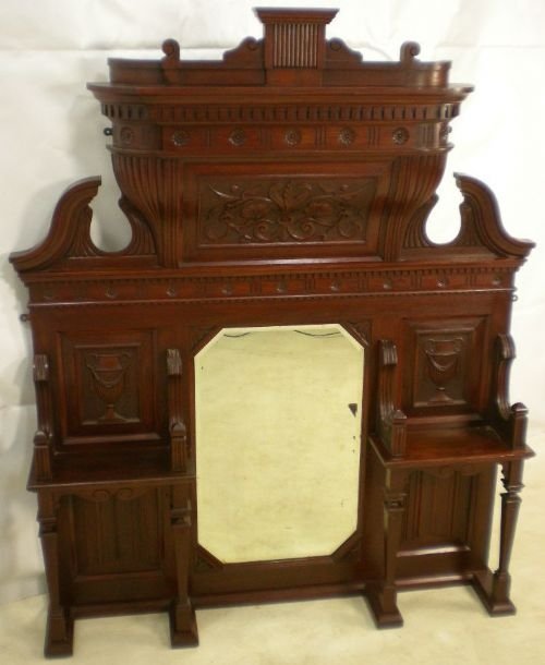 Edwardian Carved Mahogany Overmantle Mirror