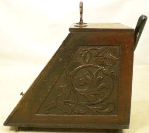Victorian Carved Oak Coal Box