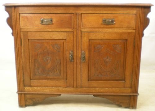 Edwardian Light Oak Carved Sideboard Base