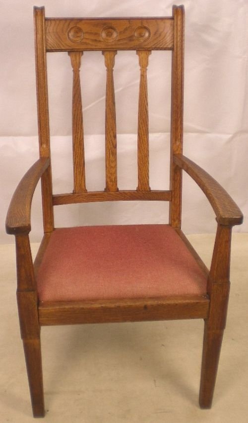 Edwardian Light Oak Carver Armchair