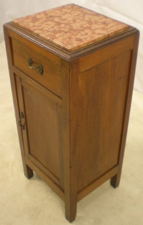 Pink Marble Top Mahogany Bedside Cabinet