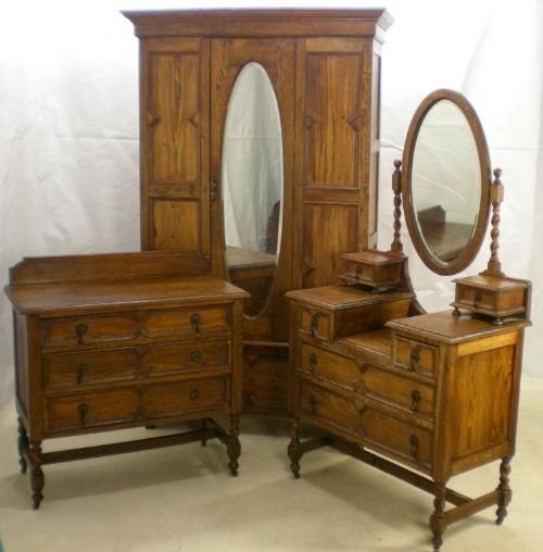 Oak Barley Twist Three Piece Bedroom Suite