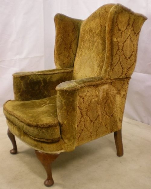 Queen Anne Style Wing Armchair for Re-upholstery