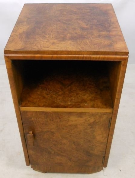 Deco Burr Walnut Bedside Cabinet