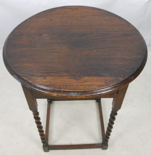 Round Oak Barley Twist Table