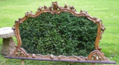 Large Heavily Carved Overmantle Mirror