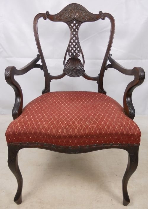 Edwardian Mahogany Salon Armchair