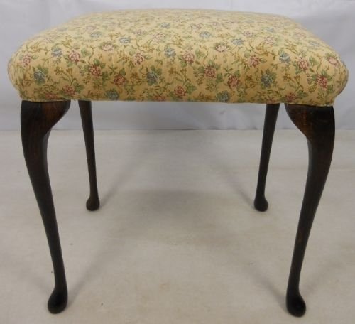 Queen Anne Style Upholstered Dressing Stool