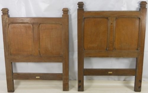 Two Tudor Style Oak Bedheads by Howard & Sons