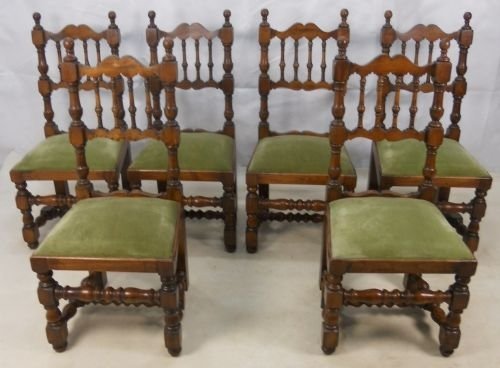 Set of Six Heavy Oak Dining Chairs