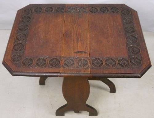 Small Carved Oak Dropleaf Table