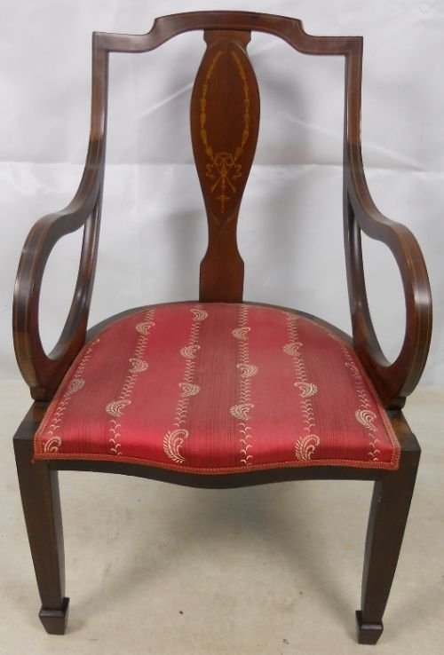 Edwardian Inlaid Mahogany Salon Armchair