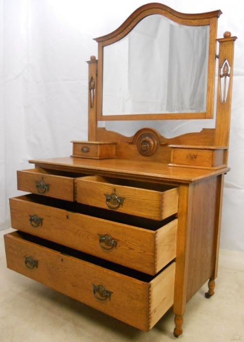 fig 1. Art Nouveau Quality Oak Dressing Chest
