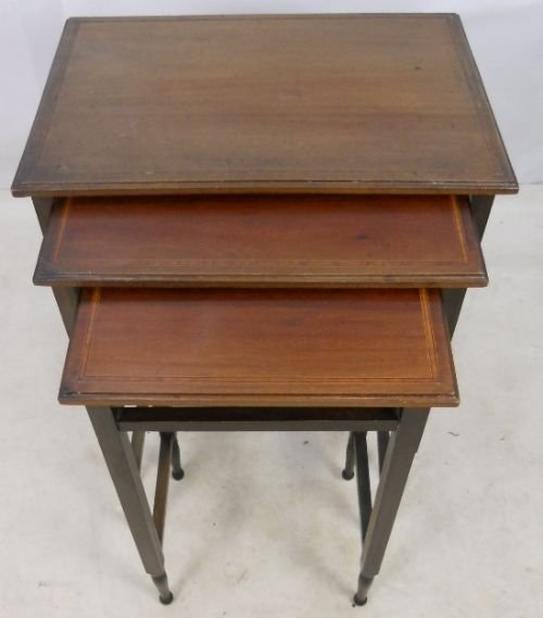 Edwardian Inlaid Mahogany Nest of Three Tables