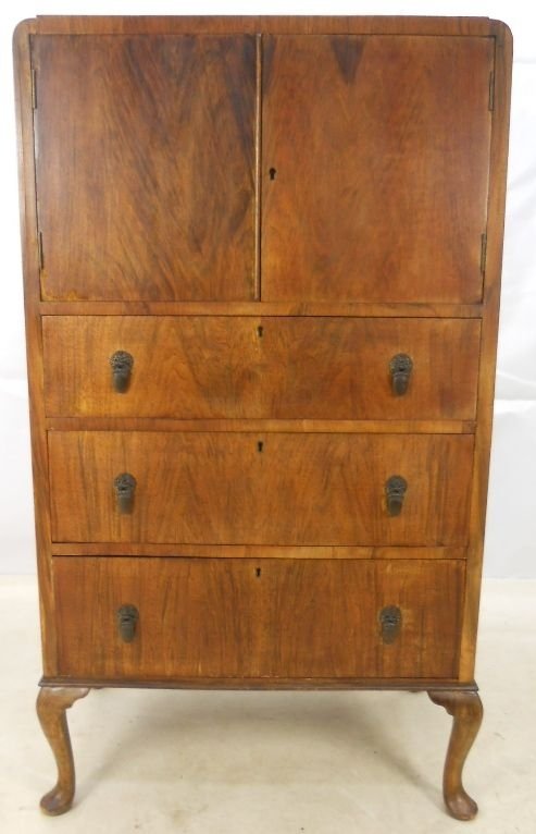 Queen Anne Style Walnut Tallboy Chest
