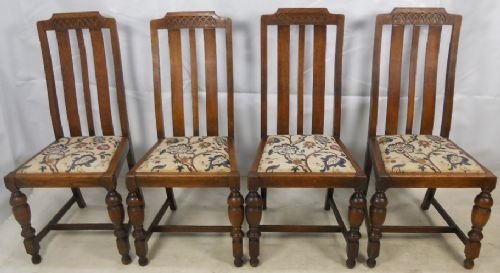 Set of Four Oak Highback Dining Chairs