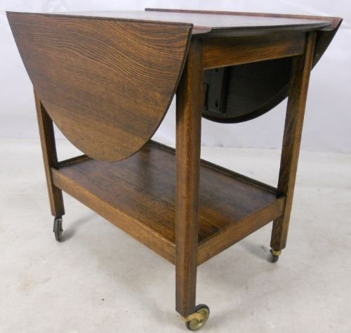 Oval Oak Dropleaf Tea Trolley