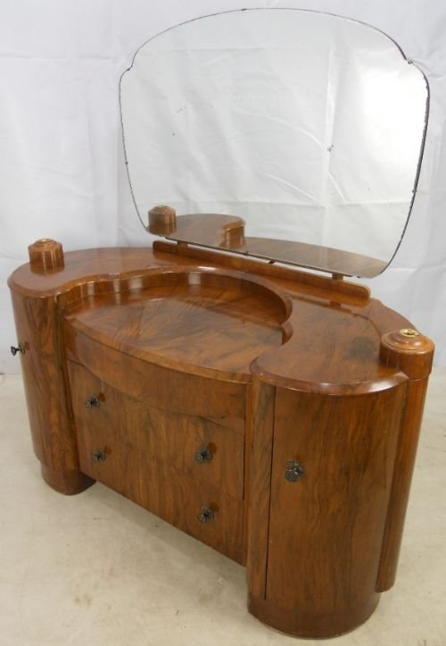 Shaped Walnut Dressing Chest