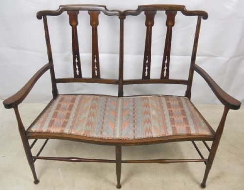 Edwardian Mahogany Two Seater Salon Settee