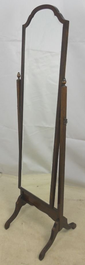 Oak Frame Cheval Mirror on Stand