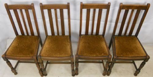 Set of Four Oak Highback Dining Chairs