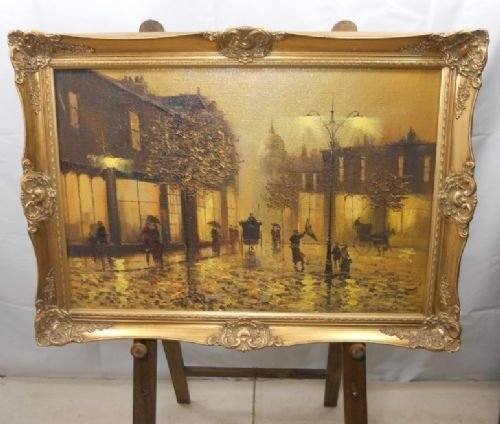 Gilt Frame Oil on Canvas by Hilton