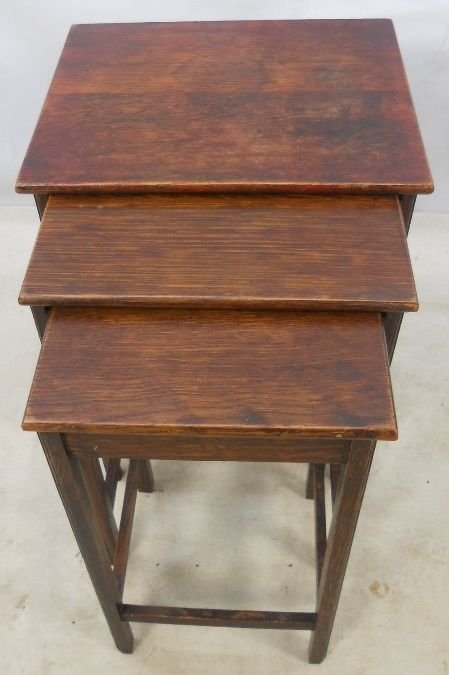 Nest of Three Oak Coffee Tables