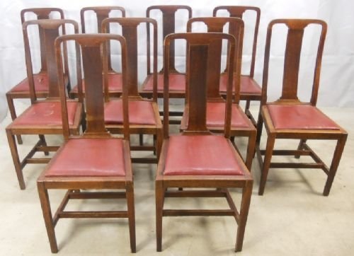 Set of Ten Stained Beech Dining Chairs