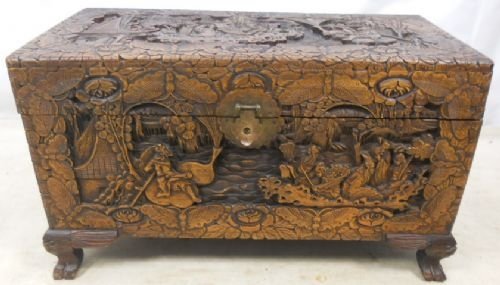 Carved Camphor Wood Blanket Chest