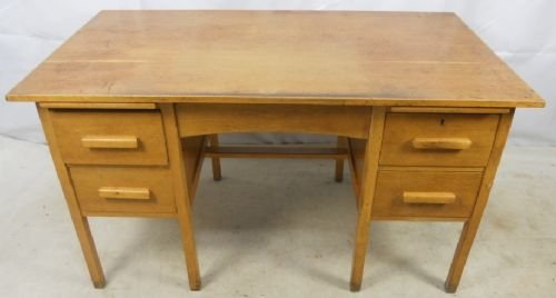 Light Oak Pedestal Writing Desk