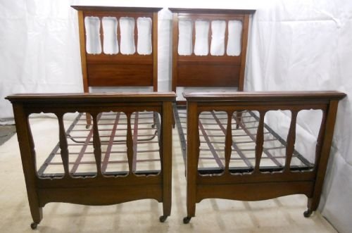 Pair Mahogany Beds by Heal & Sons
