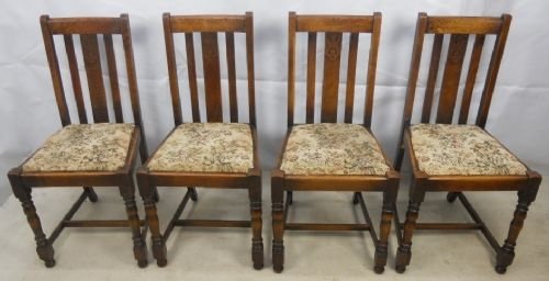 Set of Four Oak Highback Dining Chairs