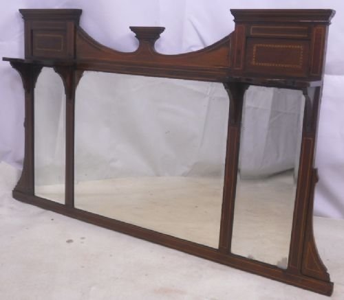Edwardian Inlaid Mahogany Overmantle Mirror