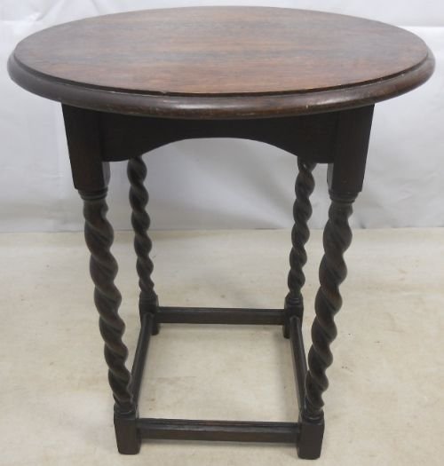 Round Oak Barley Twist Occasional Table