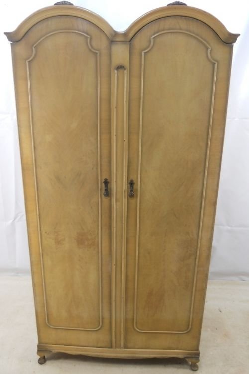 Queen Anne Style Double Dome Top Bleached Walnut Wardrobe