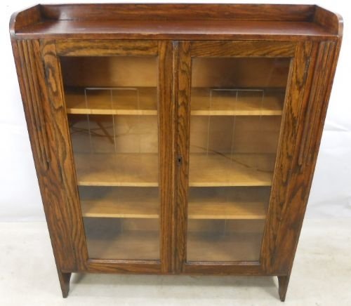 Oak Glazed Bookcase Cabinet