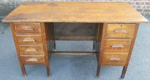 Oak Double Pedestal Writing Desk