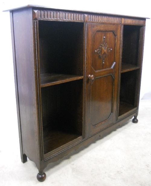 Scottish Oak Open Bookcase Cabinet