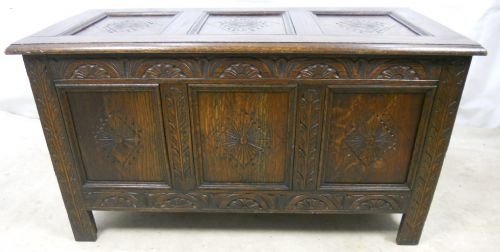Carved Oak Blanket Chest Coffer