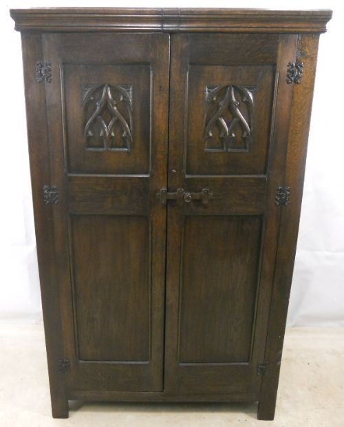 Antique Jacobean Style Dark Oak Panelled Robe