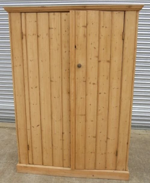 Edwardian Rustic Pine Two Door Standing Cupboard